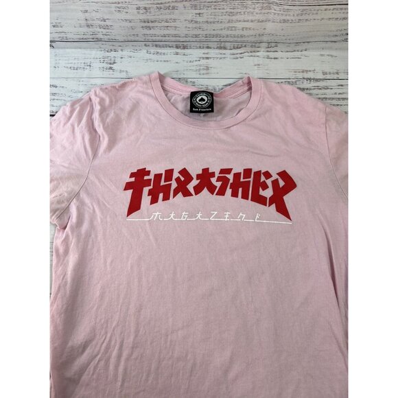Thrasher Magazine Godzilla Logo Light Pink Womens Skateboard T-Shirt Size L - Picture 7 of 10